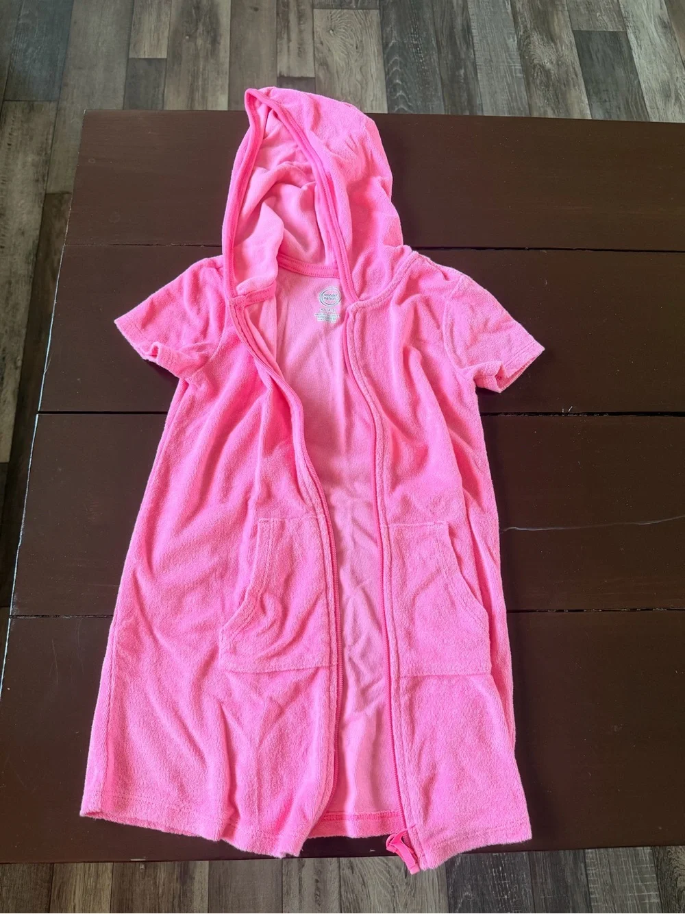 Wonder Nation-Girls' Hooded Short-Sleeve Pink Shower Cover-Up